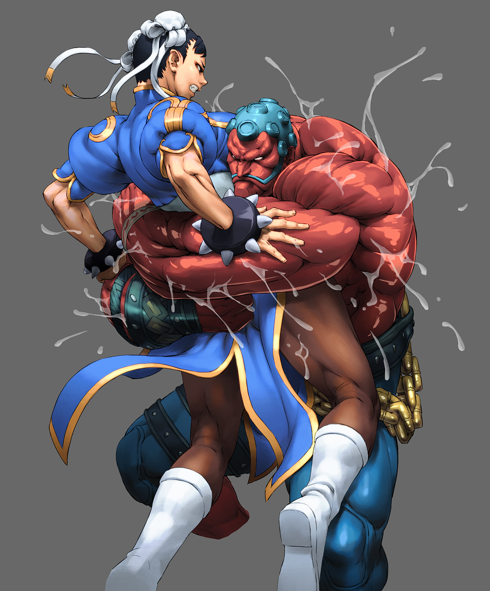 boots capcom chun-li cozy hakan highres kneepits makeup male muscle oil pantyhose simple_background street_fighter street_fighter_iv wrestling