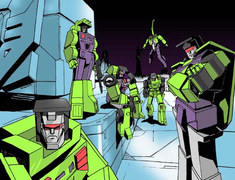 1980s_(style) 6+boys bonecrusher city cityscape constructicon construction_worker crossed_arms decepticon everyone frown holding holding_weapon hook_(transformers) long_haul looking_at_viewer makoto_ono mixmaster multiple_boys night night_sky retro_artstyle scavenger_(transformers) scrapper_(transformers) sky transformers visor weapon