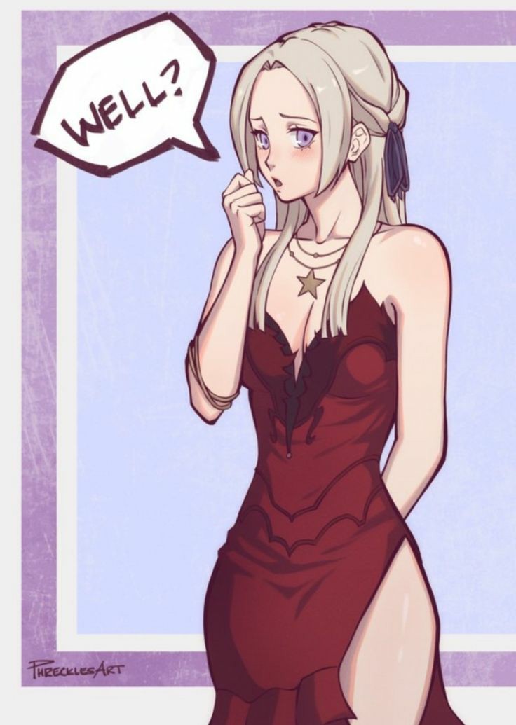 1girl aerith_gainsborough aerith_gainsborough_(cosplay) artist_name blush cute dress edelgard_von_hresvelg elegant english_commentary final_fantasy final_fantasy_vii final_fantasy_vii_remake fire_emblem fire_emblem:_three_houses fire_emblem:_three_houses fire_emblem_16 formal hair_ribbon intelligent_systems long_hair looking_at_viewer medium_breasts necklace nintendo phrecklesart purple_ribbon red_dress ribbon solo speech_bubble square_enix star star_necklace super_smash_bros. twitter_username violet_eyes white_hair