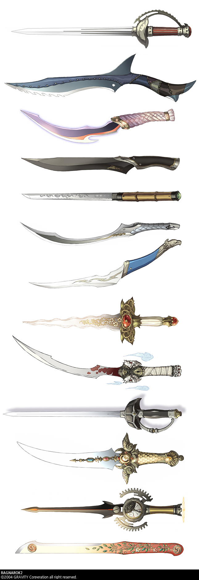 clock commentary dagger dated_commentary drop_shadow gem grandyoukan highres knife no_humans ragnarok_online_2:_gate_of_the_world simple_background skull sword weapon weapon_request white_background