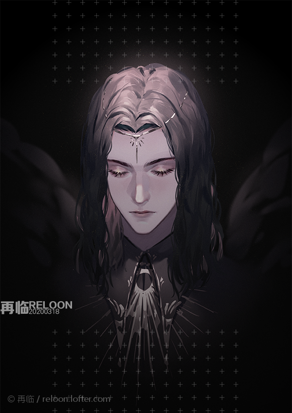 1boy angel black_hair chinese_commentary closed_eyes closed_mouth commentary_request dated long_hair lord_of_the_mysteries reloon sasrir_(lord_of_the_mysteries) solo tiara