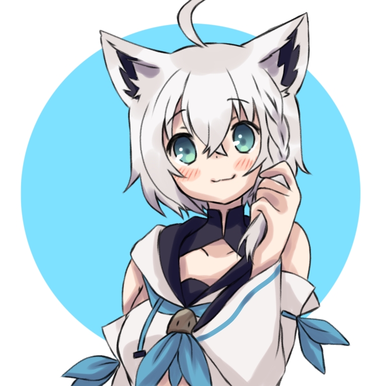 ahoge alternate_hairstyle animal_ear_fluff animal_ears aqua_eyes braid fox_ears fox_girl hair_between_eyes hololive hood hoodie rorinekomayoi shirakami_fubuki short_hair side_braid silver_hair virtual_youtuber white_hair white_hoodie