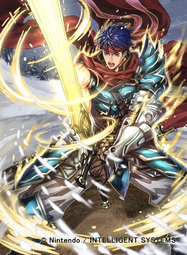 1boy armor cape company_name fire_emblem fire_emblem:_radiant_dawn fire_emblem_cipher headband holding holding_sword holding_weapon ike_(fire_emblem) kuroba.k kuroba_k muscular muscular_male official_art sword weapon