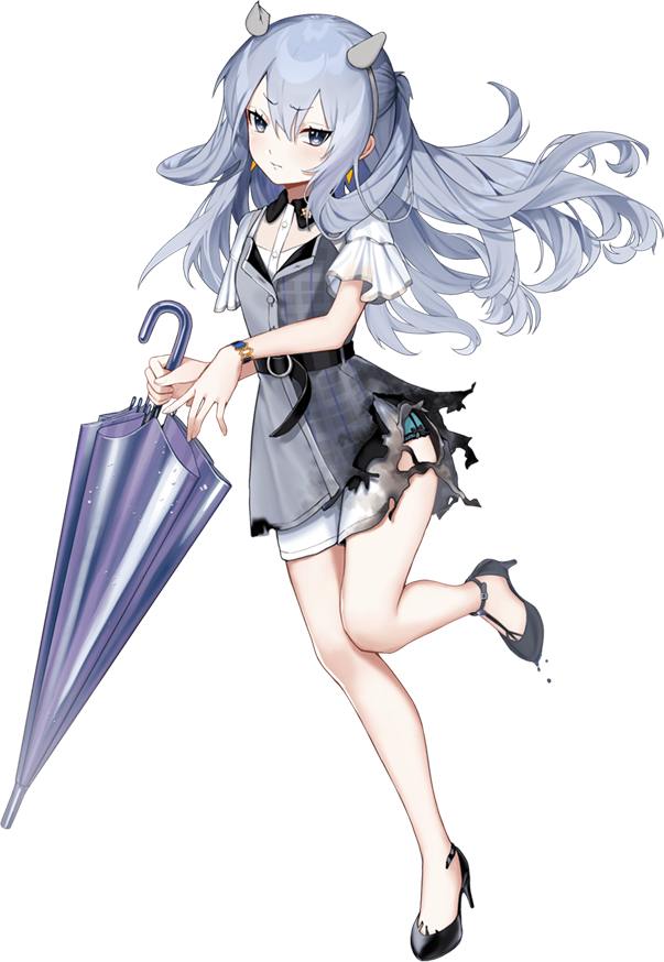 1girl blush female high_heels holding_umbrella horns kantai_collection long_hair official_art solo torn_clothes transparent_background