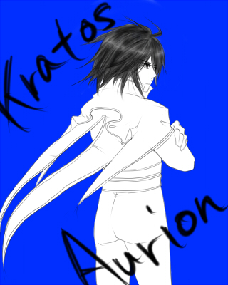 crossed_arms kratos_aurion male short_hair simple_background sketch solo tales_of_symphonia