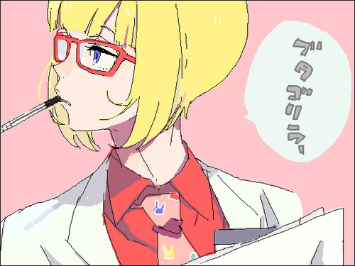 androgynous blonde_hair glasses irabu_ichirou kuuchuu_buranko necktie trapeze