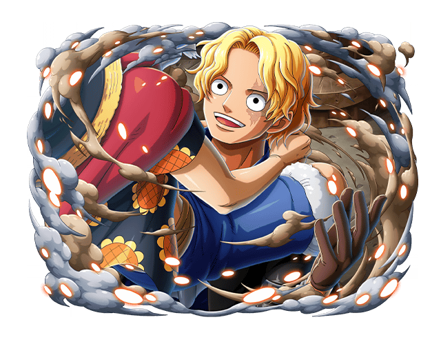 2boys black_shirt blonde_hair blue_shorts game_cg hug medium_hair monkey_d._luffy multiple_boys official_art one_piece one_piece_treasure_cruise open_mouth sabo_(one_piece) shirt shorts teeth upper_teeth_only