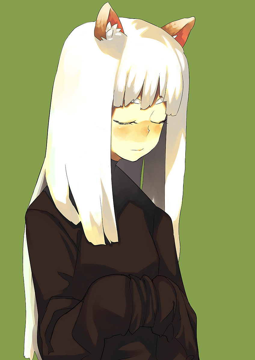cat_ears closed_eyes face hama2224 highres long_hair original oversized_clothes solo white_hair