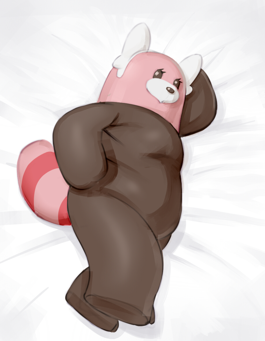 bewear come_hither dakimakura_(medium) from_side full_body hand_on_hip hand_up looking_at_viewer lying materclaws naughty_face no_humans on_bed on_side pokemon pokemon_(creature) solo