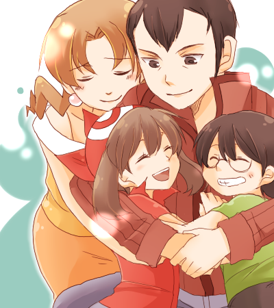 2boys 2girls bandana black_hair brother_and_sister brown_hair caroline_(pokemon) closed_eyes earrings family father_and_daughter father_and_son glasses group_hug gym_leader hagino_aki hug husband_and_wife jewelry lowres max_(pokemon) may_(pokemon) mother_and_daughter mother_and_son multiple_boys multiple_girls norman_(pokemon) pokemon pokemon_(anime) pokemon_rse_(anime) red_bandana short_hair short_hair_with_long_locks siblings smile