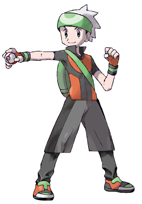 1boy backpack bag beanie brendan_(pokemon) capri_pants clenched_hand closed_mouth fingerless_gloves full_body gloves green_bag hand_up hat holding holding_poke_ball looking_to_the_side lowres male_focus official_art orange_gloves orange_shirt outstretched_arm pants poke_ball pokemon pokemon_(game) pokemon_emerald pokemon_rse popped_collar premier_ball shirt shoes short_sleeves smile solo sugimori_ken transparent_background two-tone_shirt white_headwear wristband