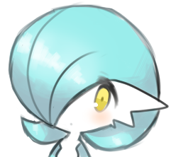 1girl alternate_color bangs blue_hair blue_skin blush bob_cut colored_skin commentary dot_mouth eyebrows_visible_through_hair face gardevoir gen_3_pokemon hair_over_one_eye light_blush looking_at_viewer lotosu lowres multicolored multicolored_skin pokemon pokemon_(creature) shiny shiny_hair shiny_pokemon short_hair simple_background sketch solo two-tone_skin white_background white_skin yellow_eyes