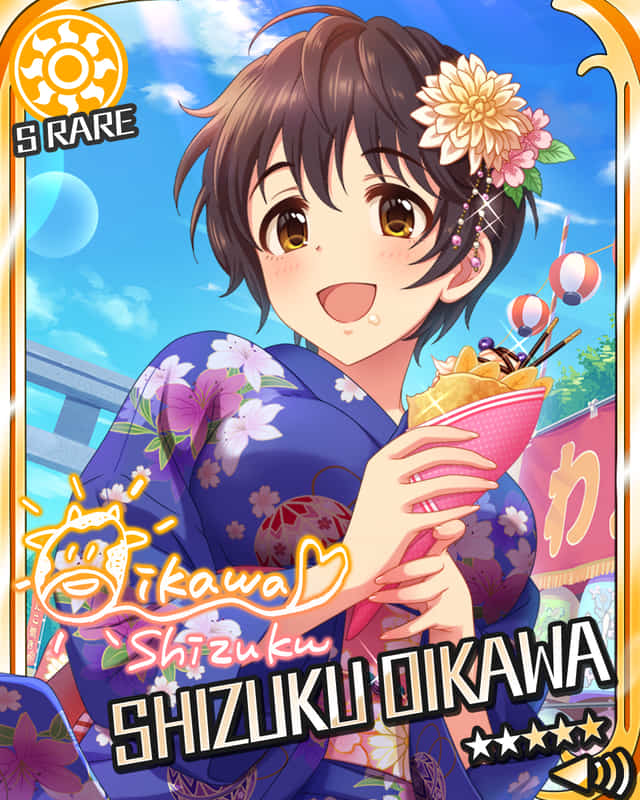 blush brown_eyes brown_hair character_name dress idolmaster idolmaster_cinderella_girls oikawa_shizuku short_hair smile stars