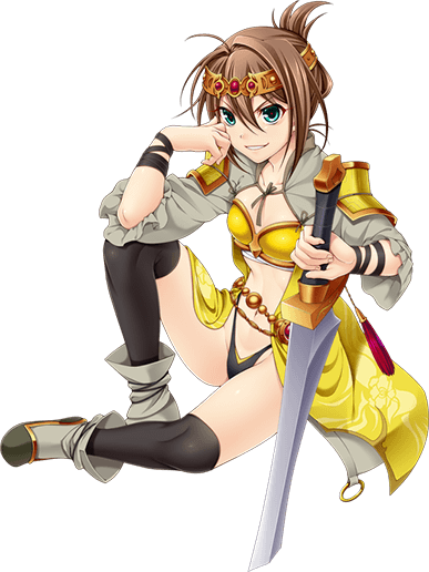 1girl armor black_legwear black_panties black_ribbon bra breasts brown_hair cheng_yuanzhi_(tokimeki_general_girls_x) collarbone full_body game_cg grey_footwear hair_intakes highleg highleg_panties holding holding_sword holding_weapon long_sleeves navel official_art panties ribbon shiny shiny_hair short_hair shoulder_armor shrug_(clothing) sitting small_breasts solo sword thigh-highs tied_hair tokimeki_general_girls_x transparent_background underwear weapon wrist_ribbon yellow_bra