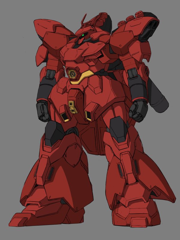 char's_counterattack fusion green_eyes grey_background gundam gundam_hathaway's_flash looking_ahead mecha messer_(mobile_suit) mobile_suit one-eyed sazabi science_fiction sidehiwinder solo standing