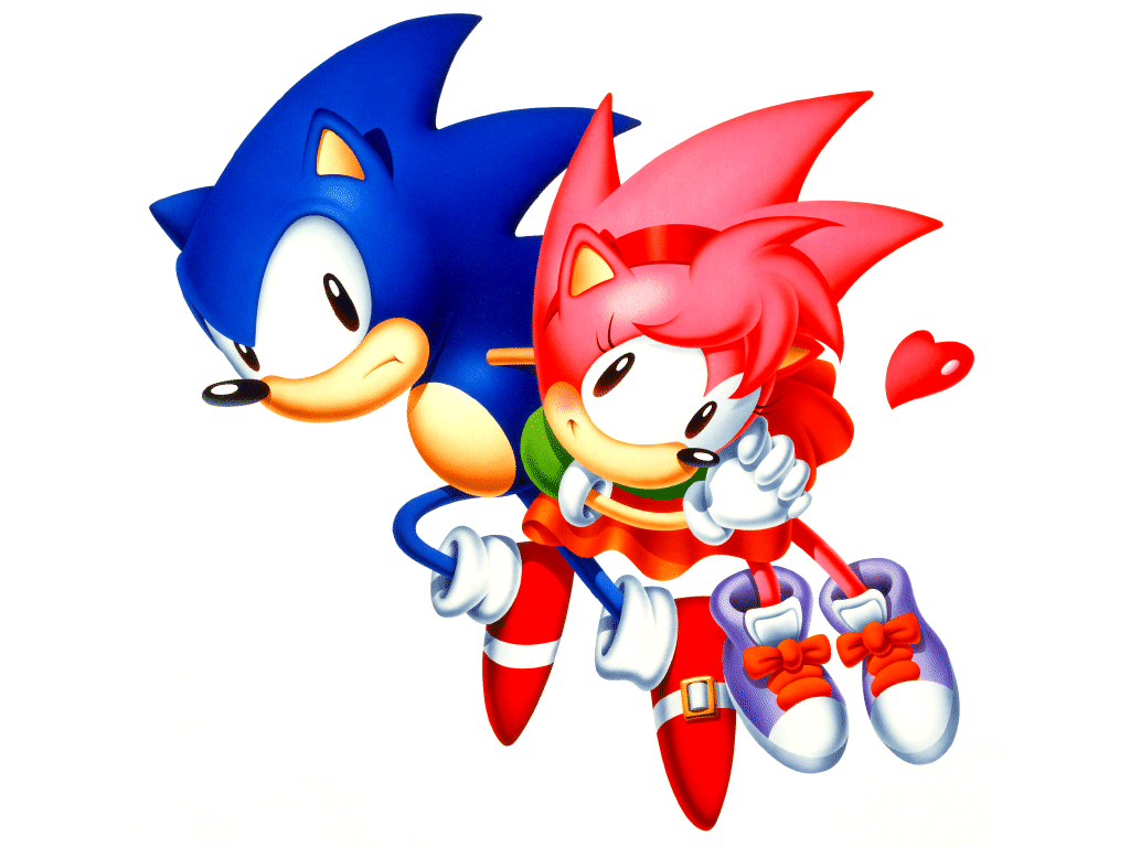 1boy 1girl amy_rose animal_ears animal_nose black_eyes blue_fur bmp-to-png_conversion body_fur closed_mouth commentary full_body furry furry_female furry_male gloves green_shirt headband heart hedgehog hedgehog_boy hedgehog_girl interlocked_fingers non-web_source official_art orange_skirt own_hands_together pink_fur puffy_short_sleeves puffy_sleeves purple_footwear red_footwear shirt short_sleeves simple_background skirt sonic_(series) sonic_the_hedgehog white_background white_gloves