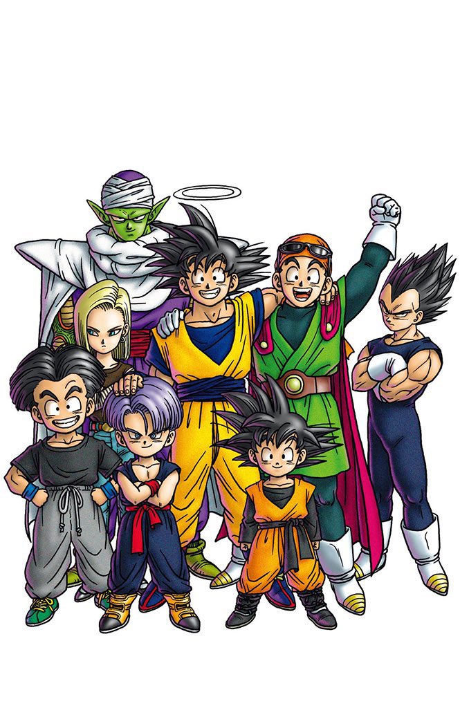 1girl 6+boys android_18 ankle_boots arm_around_neck arms_at_sides bandana belt black_bodysuit black_hair black_shirt blonde_hair blue_eyes blue_wristband bodysuit boots brothers brown_belt cape clenched_hands clenched_teeth closed_mouth colored_skin crossed_arms denim dougi dragon_ball dragon_ball_z earrings facing_viewer father_and_son full_body gloves green_footwear green_skin grin halo hand_on_another's_head hands_on_hips height_difference hoop_earrings husband_and_wife jeans jewelry kuririn leggings lineup multiple_boys no_eyebrows open_mouth orange_bandana pants piccolo pointy_ears purple_hair red_cape red_sweater serious shirt shoes short_hair siblings sideways_glance simple_background smile sneakers son_gohan son_goku son_goten spiky_hair standing straight_hair sunglasses sweater sweatpants teeth toriyama_akira trunks_(dragon_ball) tsurime turban vegeta white_background white_cape white_footwear white_gloves wristband yellow_footwear