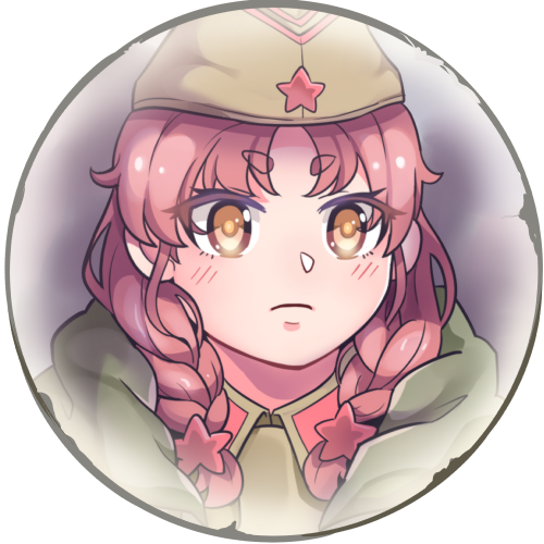 1girl :&lt; bangs border braid closed_mouth company_of_heroes hair_between_eyes hat helmet lowres medium_hair military military_hat military_jacket military_uniform original pink_eyes pink_hair portrait solo soviet soviet_army star_(symbol) thick_eyebrows twin_braids uniform v-shaped_eyebrows world_war_ii zhainan_s-jun