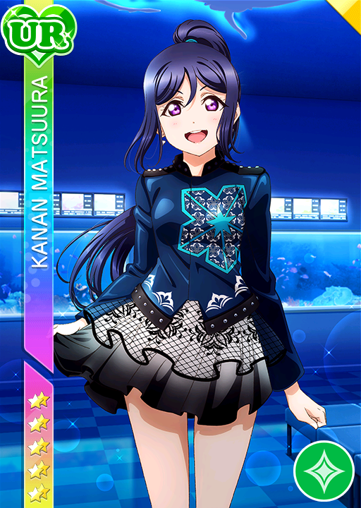 blue_hair blush character_name dress long_hair love_live!_school_idol_festival love_live!_sunshine!! matsuura_kanan ponytail smile violet_eyes