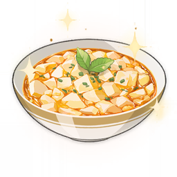 artist_request bowl commentary english_commentary food food_focus genshin_impact leaf lowres mint no_humans official_art sparkle spring_onion still_life third-party_source tofu transparent_background