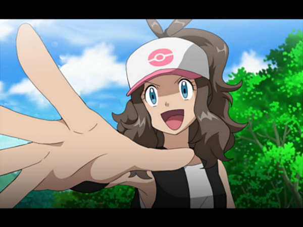 1girl :d antenna_hair baseball_cap black_vest black_wristband blue_eyes brown_hair clouds commentary day eyelashes hat hilda_(pokemon) long_hair noyeshr official_style open_mouth outdoors outstretched_hand poke_ball_symbol pokemon pokemon_(game) pokemon_bw ponytail shirt sidelocks sky sleeveless sleeveless_shirt smile solo spread_fingers tongue two-tone_headwear upper_body vest white_shirt