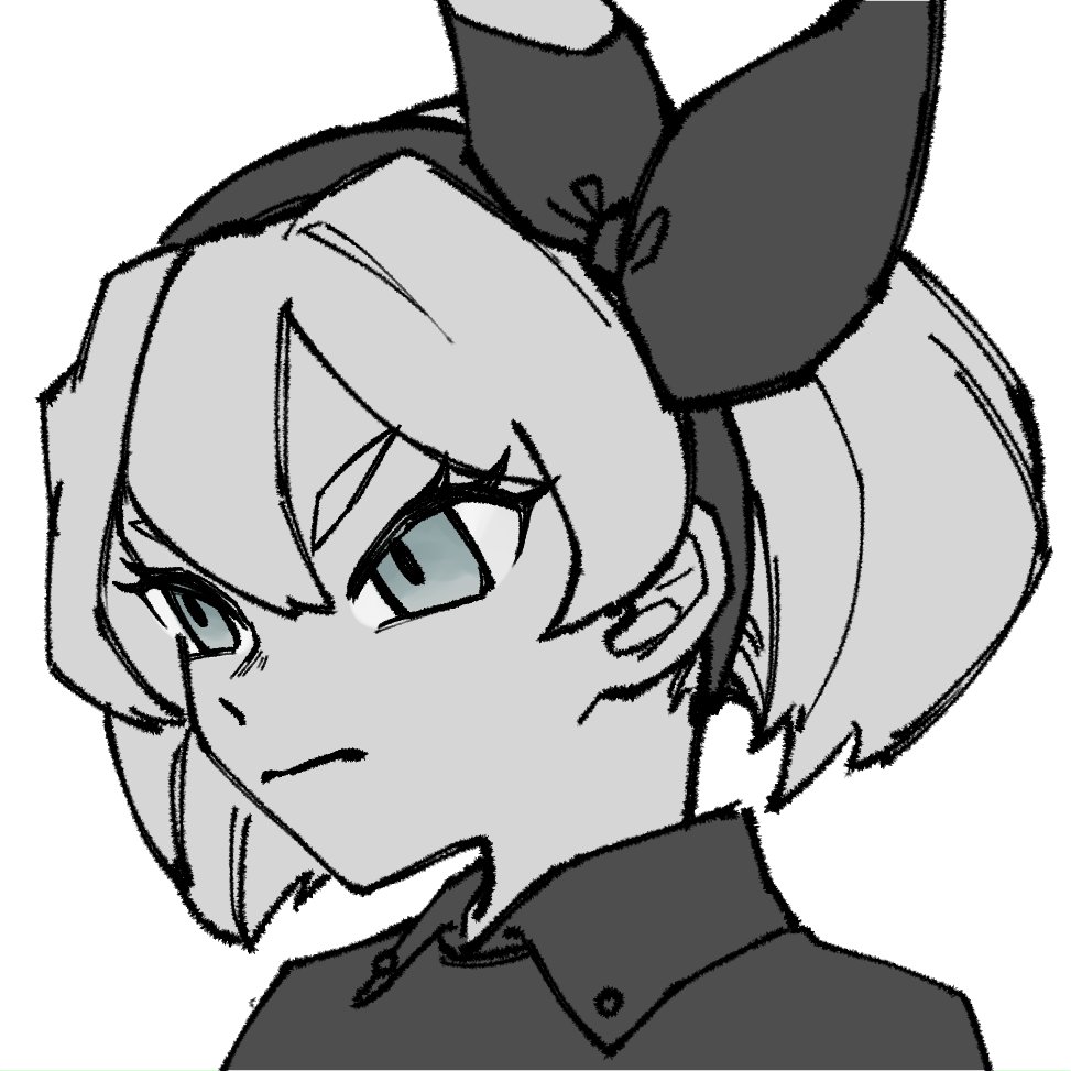 1girl bangs bea_(pokemon) biifu bow_hairband buttons closed_mouth collared_shirt commentary_request eyelashes frown greyscale gym_leader hair_between_eyes hairband monochrome pokemon pokemon_(game) pokemon_swsh shirt short_hair simple_background sketch solo upper_body white_background