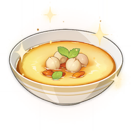 artist_request bowl commentary custard dessert english_commentary food food_focus genshin_impact leaf lotus_seeds lowres mint no_humans official_art sparkle still_life third-party_source transparent_background