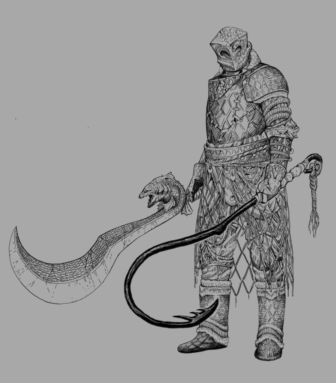 1other armor boots breastplate dual_wielding full_armor full_body grey_background greyscale helmet highres holding holding_sword holding_weapon monochrome original pauldrons shoulder_armor simple_background solo standing sword weapon y_naf