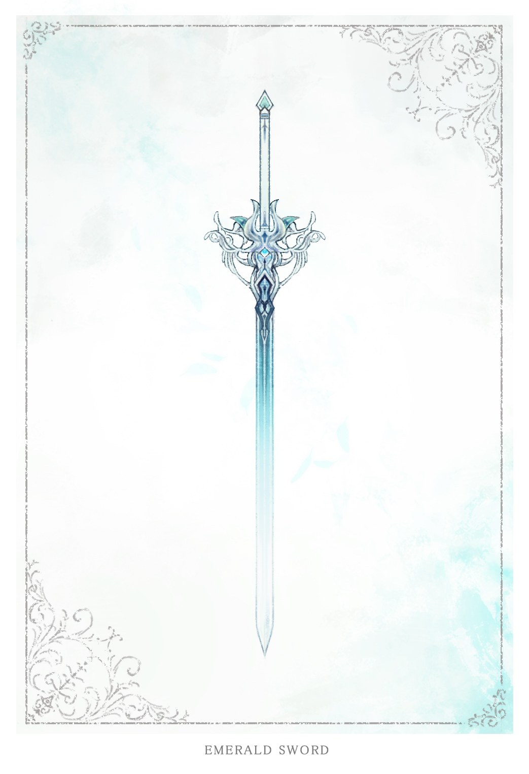 blue_theme border cross english_text fantasy gem highres lama_064 no_humans original sword texture weapon