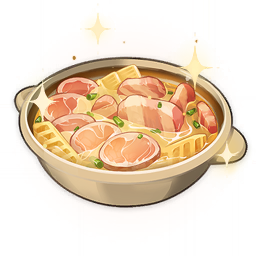 artist_request bamboo_shoot bowl commentary english_commentary food food_focus genshin_impact ham lowres meat no_humans official_art soup sparkle spring_onion still_life third-party_source transparent_background