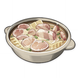 artist_request bamboo_shoot bowl commentary english_commentary food food_focus genshin_impact ham lowres meat muted_color no_humans official_art soup spring_onion still_life third-party_source transparent_background