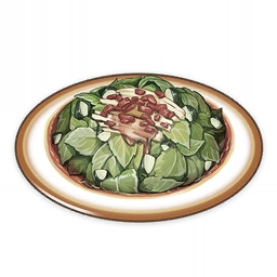 artist_request chili_pepper commentary english_commentary food food_focus genshin_impact leaf lowres mint muted_color no_humans official_art plate salad still_life third-party_source transparent_background