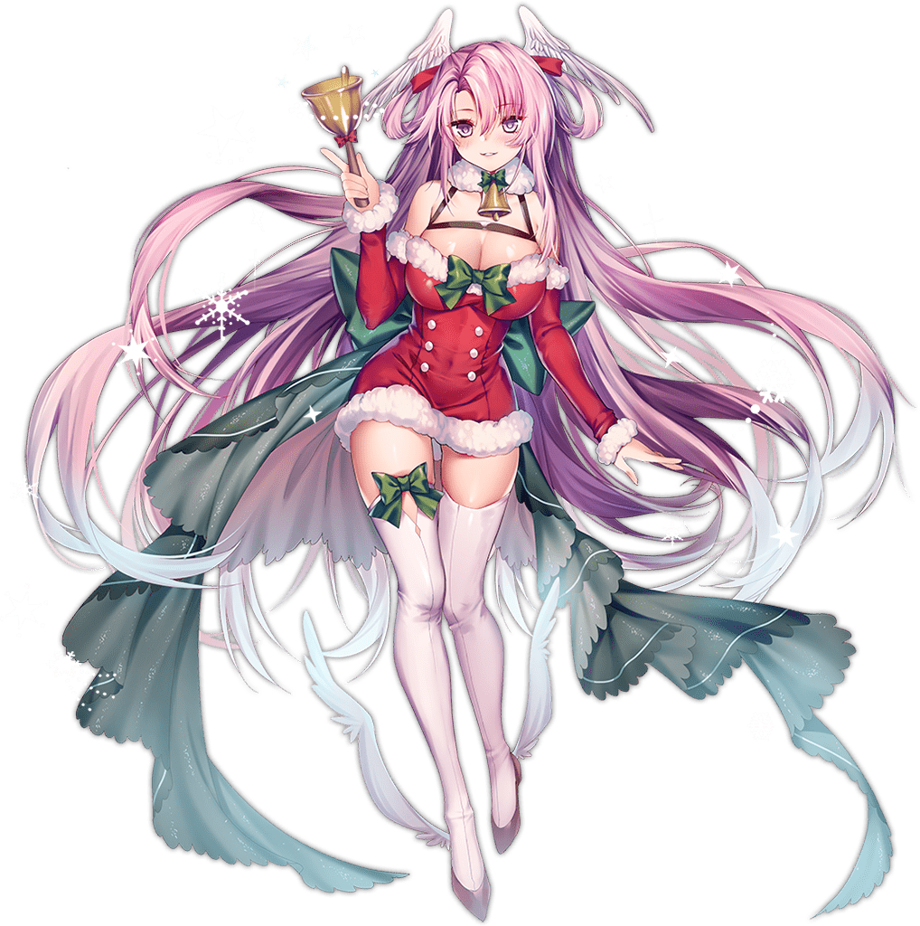 1girl ark_order back_bow bangs bare_shoulders bell bow buttons detached_sleeves double-breasted dress fur-trimmed_sleeves fur_collar fur_trim green_bow head_wings hermes_(ark_order) holding holding_bell long_hair long_sleeves looking_at_viewer neck_bell obiwan official_art pink_hair red_dress red_footwear shoes solo tachi-e thigh-highs transparent_background two_side_up very_long_hair white_legwear