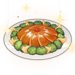 artist_request broccoli commentary english_commentary food food_focus genshin_impact lowres no_humans official_art plate shiny sparkle still_life third-party_source transparent_background