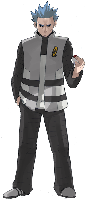 1boy black_pants black_shirt blue_hair closed_mouth commentary_request cyrus_(pokemon) full_body grey_footwear grey_vest hand_in_pocket hand_up holding holding_poke_ball long_sleeves male_focus maou_abusorun pants poke_ball poke_ball_(basic) pokemon pokemon_(game) pokemon_dppt shirt shoes solo spiky_hair team_galactic vest