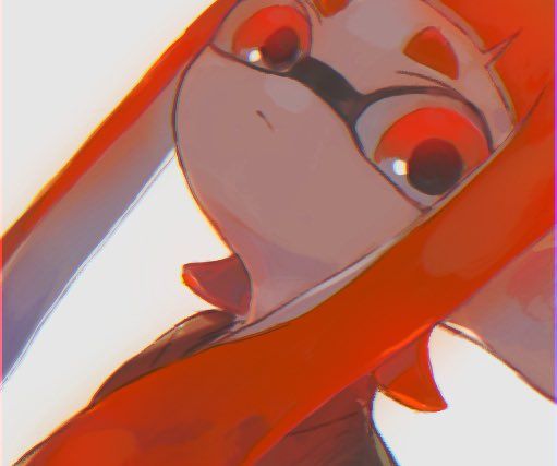 1girl aspara bangs close-up closed_mouth inkling long_hair looking_at_viewer looking_down orange_eyes orange_hair pointy_ears red_shirt shirt simple_background solo source_request splatoon_(series) splatoon_1 tentacle_hair tentacles white_background