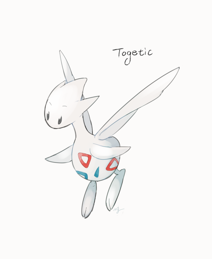 character_name commentary_request full_body gen_2_pokemon grey_eyes looking_down ngr_(nnn204204) no_humans pokemon pokemon_(creature) signature simple_background solo toes togetic white_background