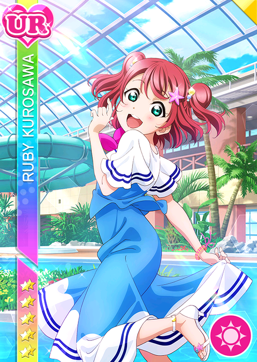 blush character_name dress green_eyes kurosawa_ruby love_live!_school_idol_festival love_live!_sunshine!! pink_hair short_hair smile