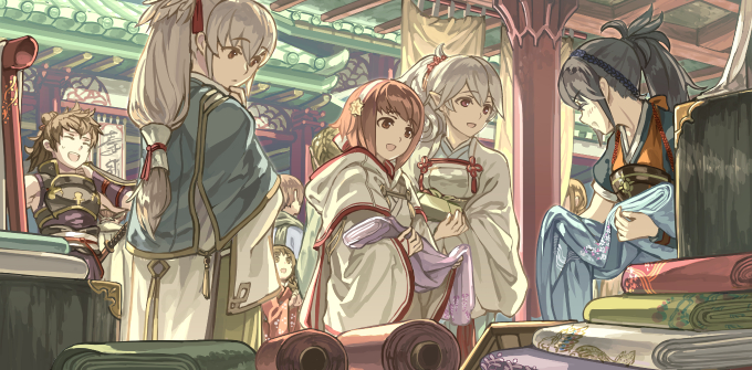 2boys 3girls 3others androgynous architecture armor bangs black_hair blue_hair blue_kimono building closed_eyes corrin_(fire_emblem) corrin_(fire_emblem)_(female) day east_asian_architecture eyebrows_visible_through_hair fingerless_gloves fire_emblem fire_emblem_fates gloves hair_between_eyes hair_ornament hair_ribbon hairband hakama harusame_(rueken) high_ponytail holding japanese_architecture japanese_clothes kimono long_hair long_sleeves manakete multiple_boys multiple_girls multiple_others oboro_(fire_emblem) open_mouth outdoors people pink_eyes pink_hair pointy_ears ponytail red_eyes red_ribbon ribbon sakura_(fire_emblem) short_hair silver_hair smile standing takumi_(fire_emblem) tied_hair white_gloves white_hairband white_kimono wide_sleeves yukata