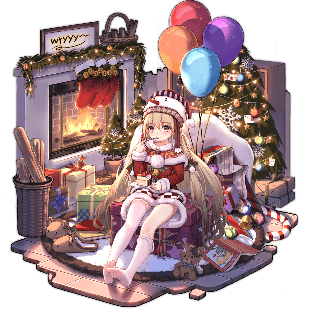 1girl ark_order balloon bangs basket blonde_hair book brown_footwear cake capelet chimney christmas christmas_ornaments christmas_stocking christmas_tree crossed_bandaids dress eating food fork fruit fur-trimmed_capelet fur-trimmed_dress fur-trimmed_sleeves fur_trim gift gift_bag hat holding holding_fork holding_plate indoors letter little_match_girl_(ark_order) long_hair looking_at_viewer loose_thighhigh official_art plate pom_pom_(clothes) red_capelet red_dress slippers slippers_removed smile snowflake_print snowman solo star_(symbol) strawberry stuffed_animal stuffed_toy tachi-e teddy_bear thigh-highs very_long_hair white_legwear wood wreath wryyyyyyyyyyyyyyyyyyyy yellow_eyes you_ni_ge_shaobing