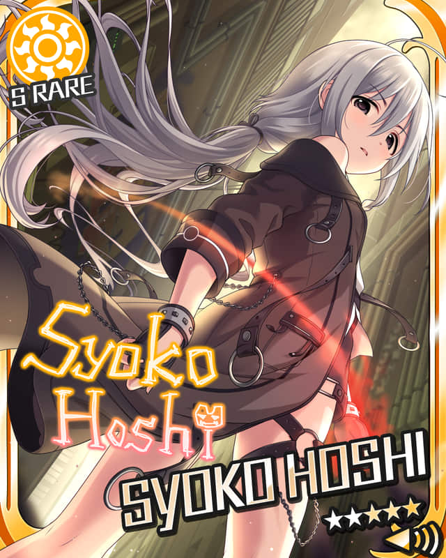 black_eyes blush character_name dress grey_hair hoshi_shouko idolmaster idolmaster_cinderella_girls long_hair stars