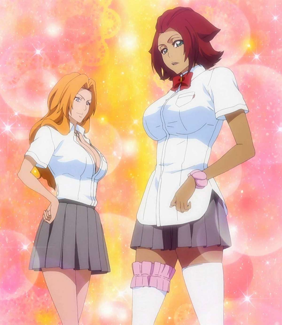 2girls bleach garter haineko matsumoto_rangiku