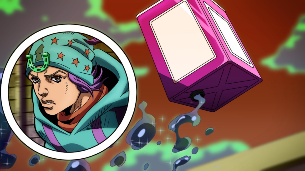 1boy beanie blue_hoodie gasoline grandguerrilla hat hood hood_down hoodie horseshoe_ornament johnny_joestar jojo_no_kimyou_na_bouken male_focus parted_lips purple_hair red_sky sky solo steel_ball_run