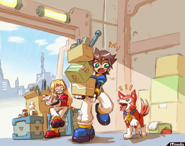 capcom coffee dog girouette official_art rockman rockman_zx rush vent