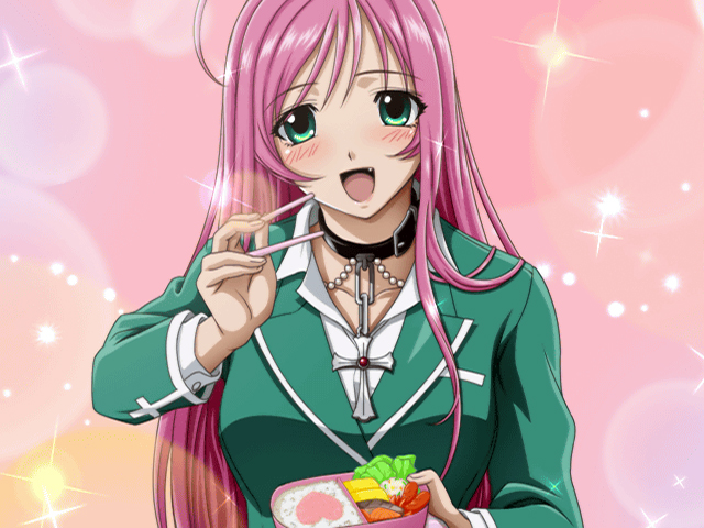 akashiya_moka blush long_hair pink_hair rosario+vampire school_uniform smile solo