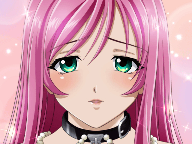 akashiya_moka blush green_eyes long_hair pink_hair rosario+vampire solo tagme