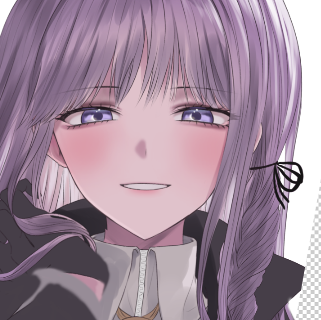 1girl bangs black_ribbon blue_eyes collared_shirt danganronpa:_trigger_happy_havoc danganronpa_(series) eyebrows_visible_through_hair face grey_background hair_ribbon kirigiri_kyouko long_hair looking_at_viewer porary portrait purple_hair ribbon shirt simple_background smile solo teeth white_background