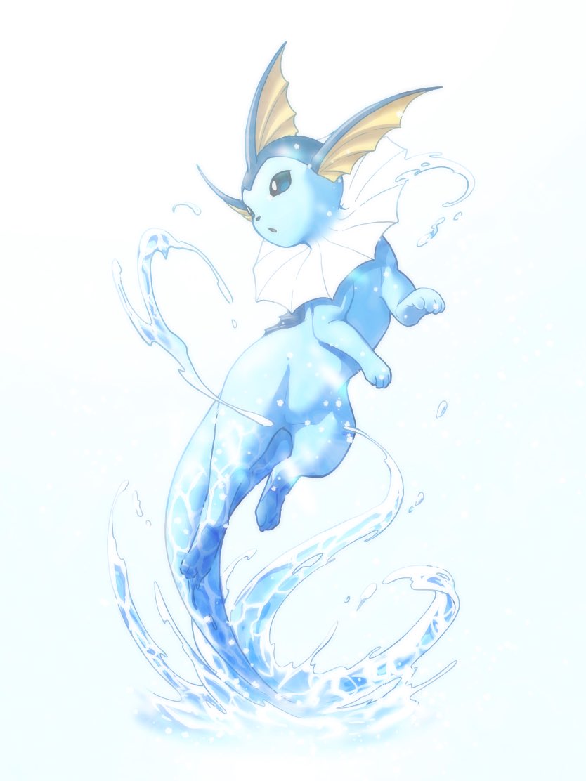 :o blue_eyes commentary_request looking_back nagi_(exsit00) no_humans pokemon pokemon_(creature) solo toes vaporeon water water_drop white_background