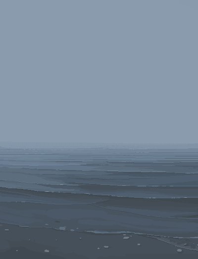 aqua_theme beach blue_theme fog hamsterfragment jaggy_line monochrome no_humans ocean original outdoors pebble water