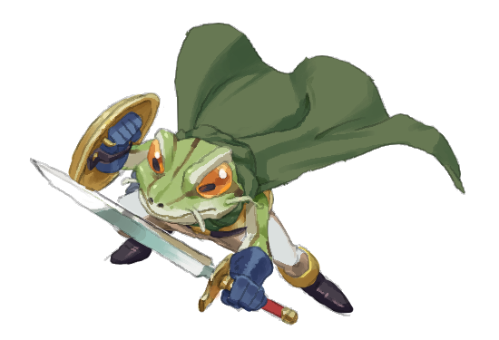 1boy armor cape chrono_trigger closed_mouth colored_sclera frog_(chrono_trigger) gloves male_focus nemurism shield simple_background solo sword weapon white_background
